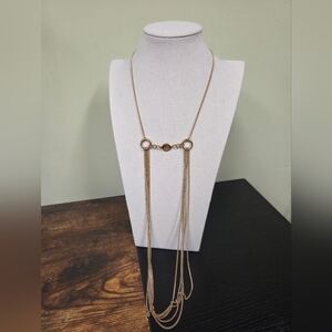 💖ABS Allen Schwartz Gold Tassel Bezel Necklace